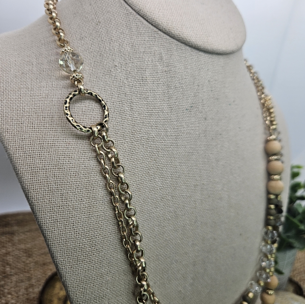 CHICOS Medallion Double-Strand Boho Necklace with Abalone Pendant - Picture 2 of 8